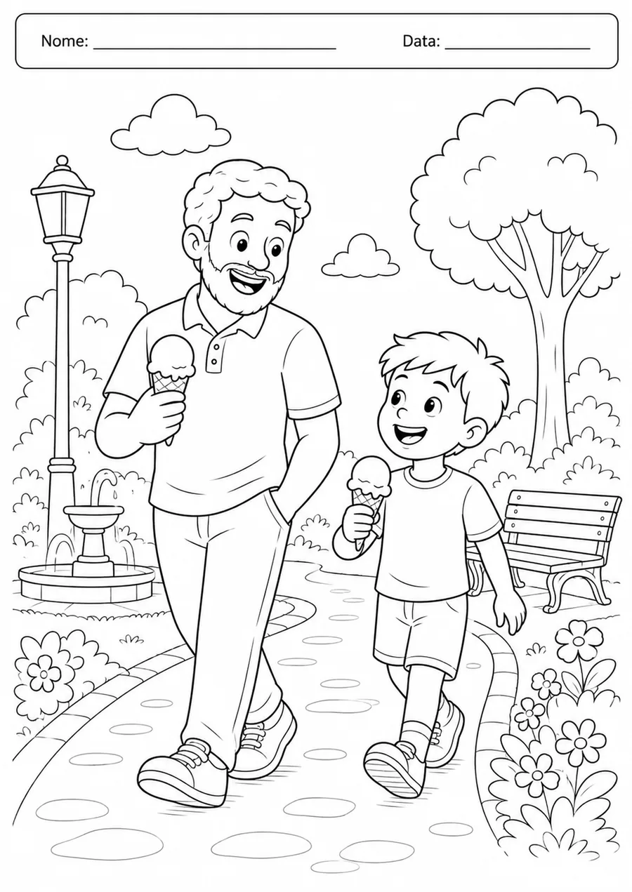 Atividade para colorir — passeio no parque