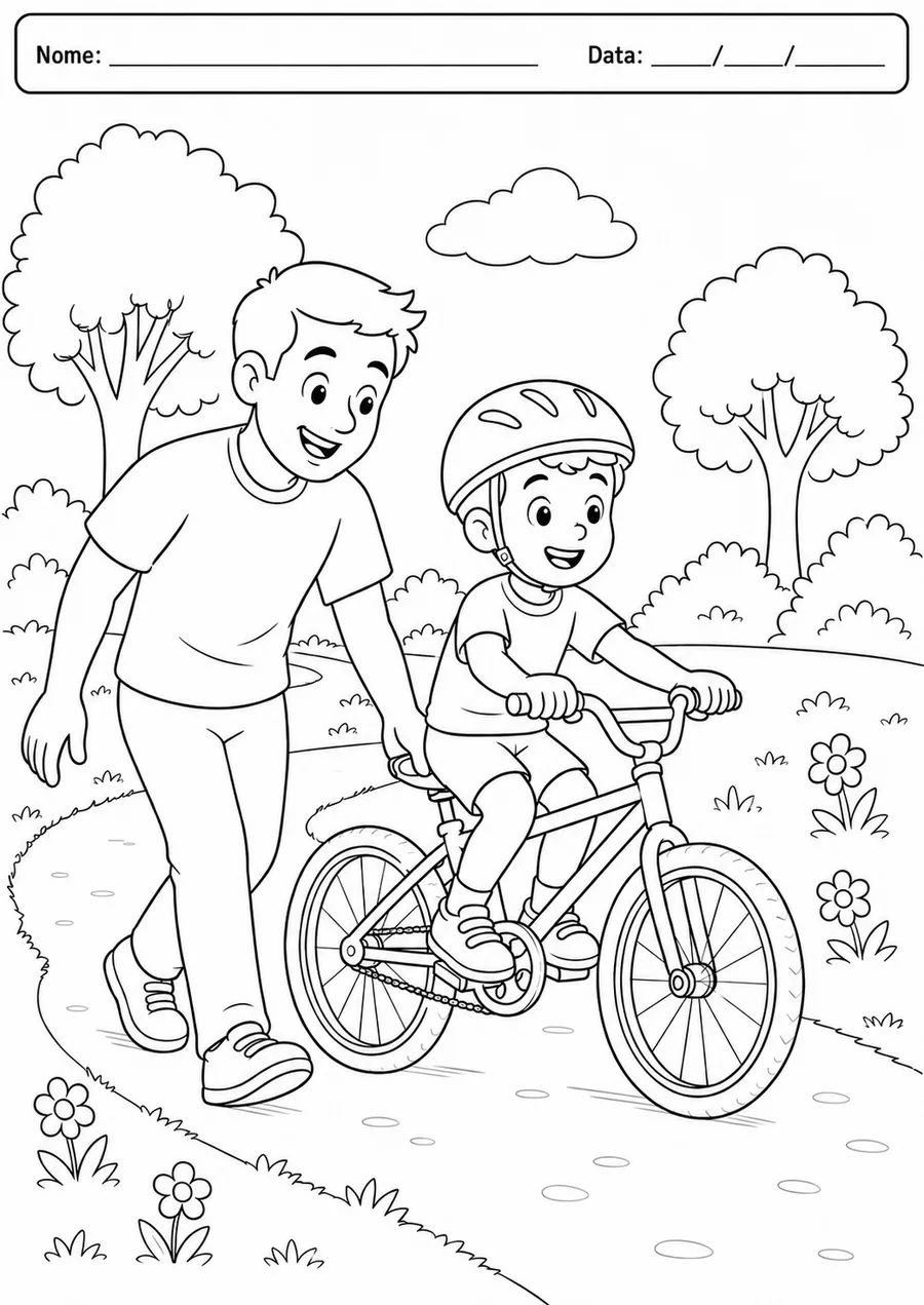 Atividade para colorir — aprendendo a pedalar